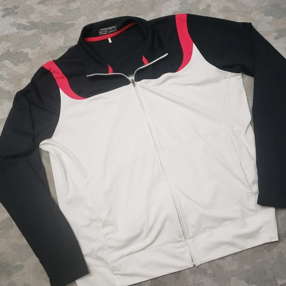 Nike Golf Jacket Womens XL White Windbreaker Fit Dry Full Zip Outdoors